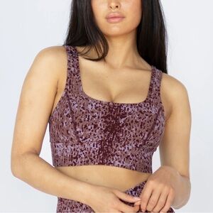 Michi Basal Plantae Print Longline Sports Bra XS